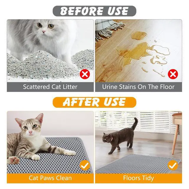 Alt view image 5 of 7 - Double Layer Cat Litter Mat, 24x15 Inch Waterproof Litters Box Mat, Non-Slip Cat Mat for Litter Box