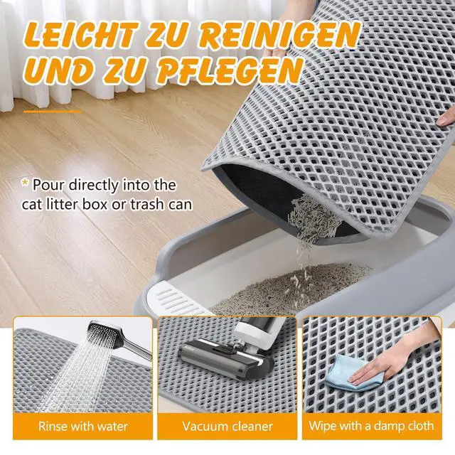 Alt view image 7 of 7 - Double Layer Cat Litter Mat, 24x15 Inch Waterproof Litters Box Mat, Non-Slip Cat Mat for Litter Box