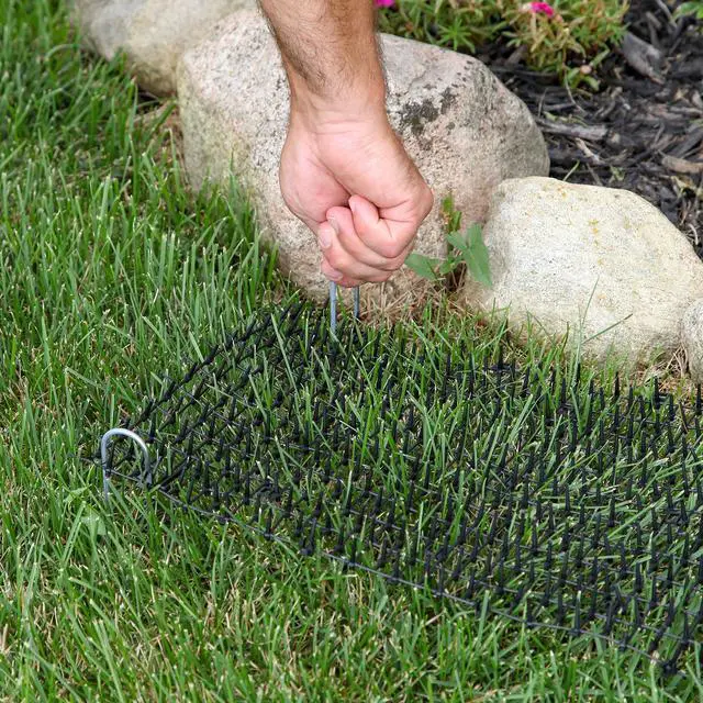 Alt view image 5 of 7 - Cat Scat Mat with Spikes (8 ft.) Cat Deterrent Strips for Garden, Yard & Furniture, Indoor & Outdoor, 6 Staples Included