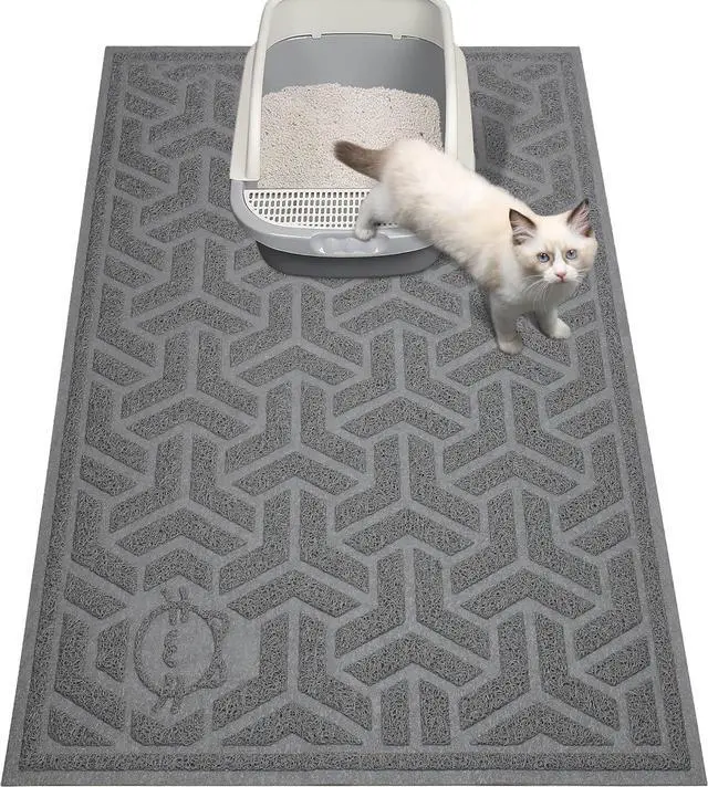 Main image of Cat Litter Mat, Litter Trapping Mat Soft on Kitty Paws, Large Litter Box Mat 35" x 24" Scatter Control for Indoor Cats Waterproof and Extra Large Pretty Litters Carpet