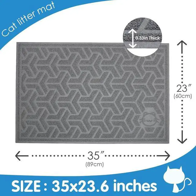 Alt view image 3 of 7 - Cat Litter Mat, Litter Trapping Mat Soft on Kitty Paws, Large Litter Box Mat 35" x 24" Scatter Control for Indoor Cats Waterproof and Extra Large Pretty Litters Carpet