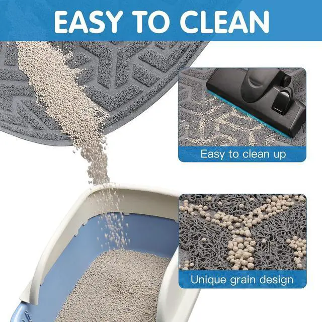 Alt view image 4 of 7 - Cat Litter Mat, Litter Trapping Mat Soft on Kitty Paws, Large Litter Box Mat 35" x 24" Scatter Control for Indoor Cats Waterproof and Extra Large Pretty Litters Carpet