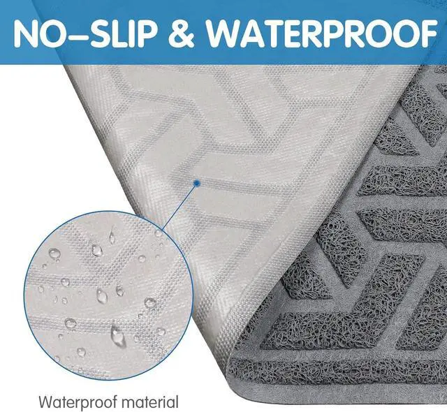 Alt view image 5 of 7 - Cat Litter Mat, Litter Trapping Mat Soft on Kitty Paws, Large Litter Box Mat 35" x 24" Scatter Control for Indoor Cats Waterproof and Extra Large Pretty Litters Carpet