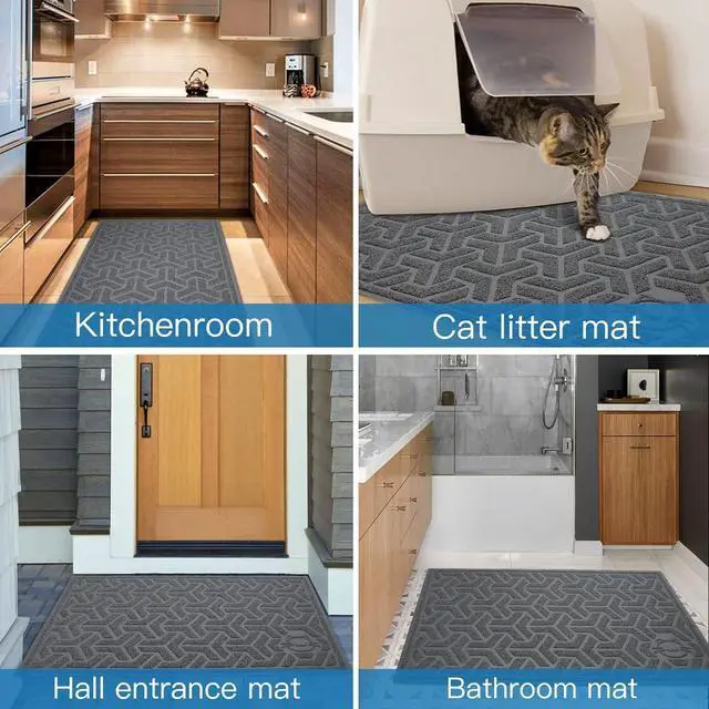 Alt view image 6 of 7 - Cat Litter Mat, Litter Trapping Mat Soft on Kitty Paws, Large Litter Box Mat 35" x 24" Scatter Control for Indoor Cats Waterproof and Extra Large Pretty Litters Carpet
