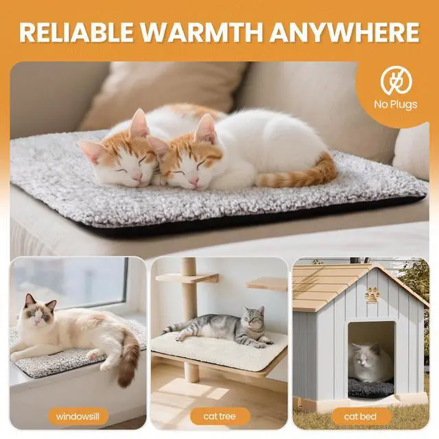 Alt view image 6 of 7 - Self Warming Cat Bed Self Heating Cat Dog Mat 24 x 18 inch Extra Warm Thermal Pet Pad for Indoor Outdoor Pets with Removable Cover Non-Slip Bottom Washable Non Electric