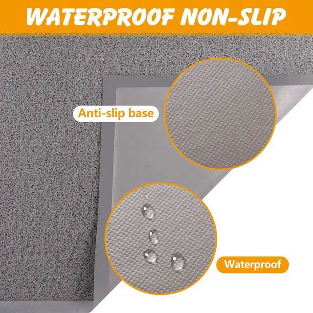 Alt view image 5 of 6 - Cat Litter Mat, 20x15 in Litters Box Mat Waterproof Non-Slip Easy to Clean Washable Trapping Mat for Kitty(Gray)