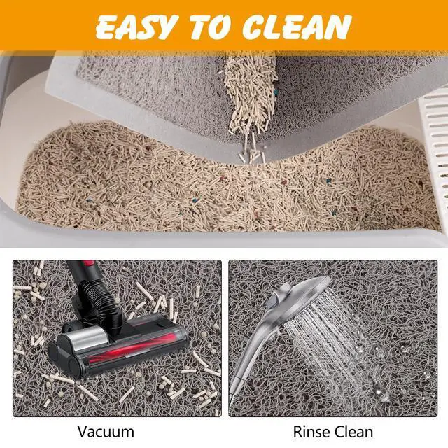 Alt view image 6 of 6 - Cat Litter Mat, 20x15 in Litters Box Mat Waterproof Non-Slip Easy to Clean Washable Trapping Mat for Kitty(Gray)