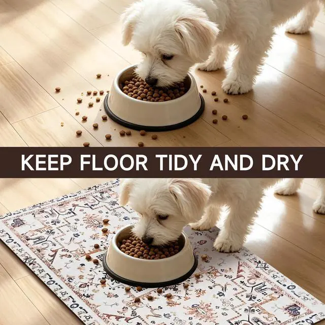 Alt view image 4 of 7 - Dog Feeding Mat, Super Absorbent Dog Mats for Food and Water Bowl, Non Slip Pet Placemat for Floors, No Stains Quick Dry Dispenser Mat for Dog and Cat (Beige, 20"x12")