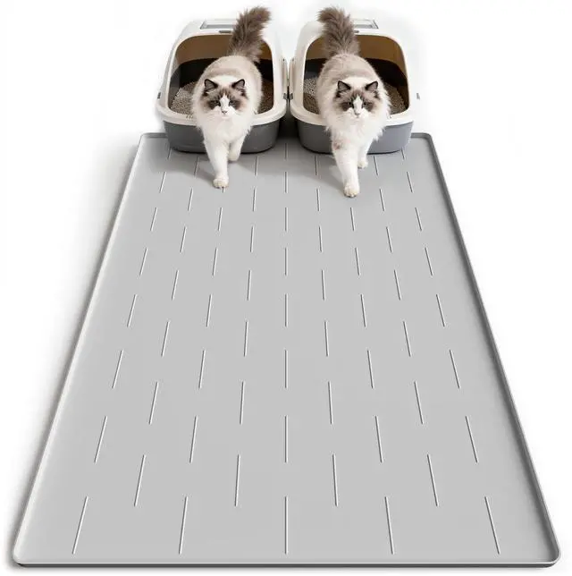 Main image of Silicone Cat Litter Trapping Mat, 40''x28'' Extra Large Cat Litter Mat, Easy to Clean & Soft on Kitty Paws, Waterproof Kitty Litter Pads for Indoor Cats, Light Gray