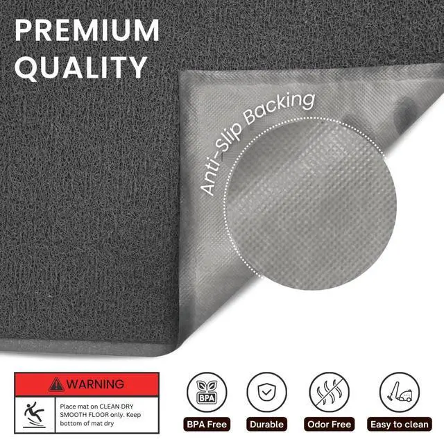 Alt view image 2 of 7 - Small Cat Litter Mat, Pack of 2 - Waterproof, Non-Slip & Easy to Clean Cat Litter Box Mat for Extra Efficient Pet Litter-Trapping, Grey (15.75 X 11.75)