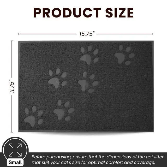 Alt view image 3 of 7 - Small Cat Litter Mat, Pack of 2 - Waterproof, Non-Slip & Easy to Clean Cat Litter Box Mat for Extra Efficient Pet Litter-Trapping, Grey (15.75 X 11.75)