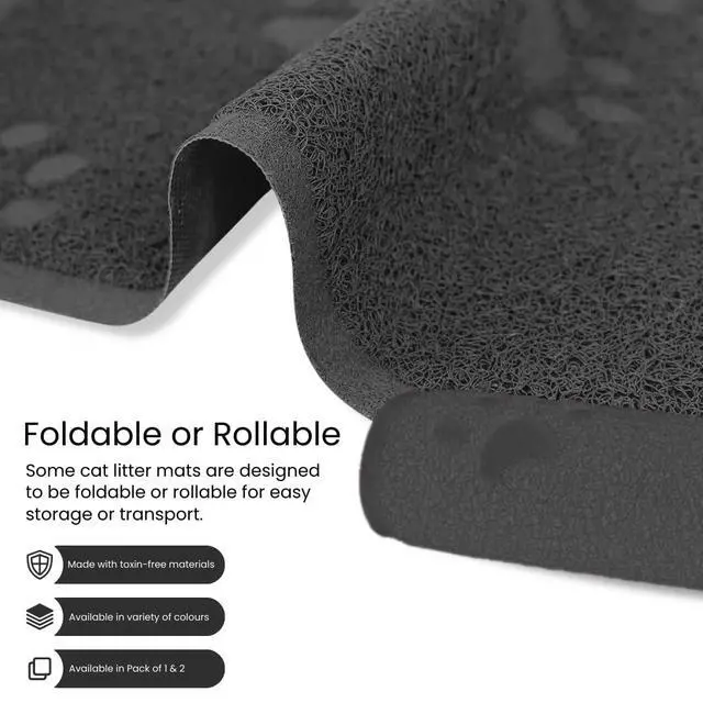 Alt view image 6 of 7 - Small Cat Litter Mat, Pack of 2 - Waterproof, Non-Slip & Easy to Clean Cat Litter Box Mat for Extra Efficient Pet Litter-Trapping, Grey (15.75 X 11.75)