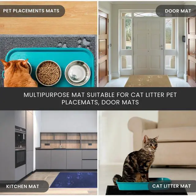 Alt view image 7 of 7 - Small Cat Litter Mat, Pack of 2 - Waterproof, Non-Slip & Easy to Clean Cat Litter Box Mat for Extra Efficient Pet Litter-Trapping, Grey (15.75 X 11.75)