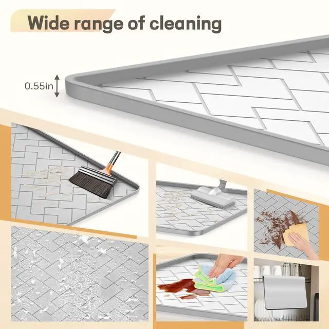 Alt view image 6 of 7 - Silicone Cat Litter Mat for litter box Large 34" X 22"-Easy to Clean Cat Litter Trapping Mat, Waterproof, urine-proof and non-slip to keep the floor clean and tidyGray