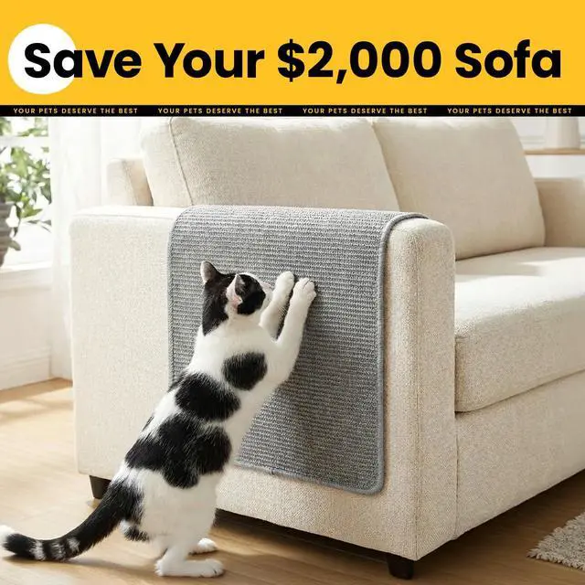 Alt view image 2 of 7 - Cat Scratcher Mat,Natural Sisal Cat Scratch Pad,Horizontal Floor Cat Scratching Pads Rug for Indoor Cats Grinding Claws Nails,Cat Furniture Protector for Couch & Carpets & Sofas