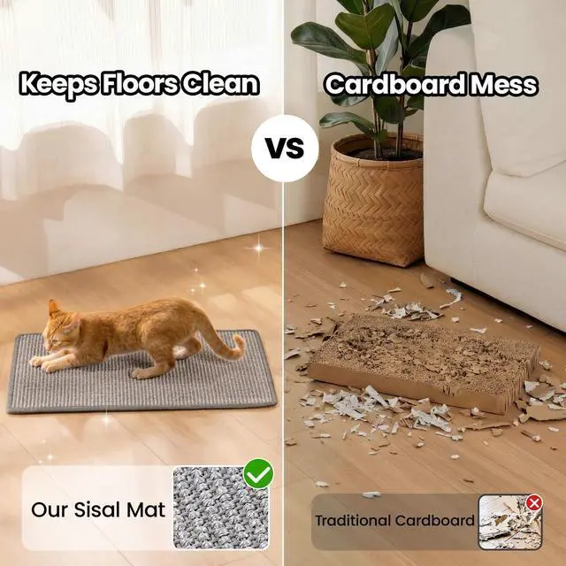 Alt view image 3 of 7 - Cat Scratcher Mat,Natural Sisal Cat Scratch Pad,Horizontal Floor Cat Scratching Pads Rug for Indoor Cats Grinding Claws Nails,Cat Furniture Protector for Couch & Carpets & Sofas
