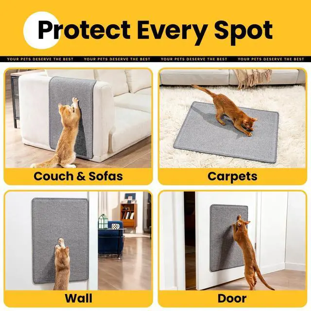 Alt view image 5 of 7 - Cat Scratcher Mat,Natural Sisal Cat Scratch Pad,Horizontal Floor Cat Scratching Pads Rug for Indoor Cats Grinding Claws Nails,Cat Furniture Protector for Couch & Carpets & Sofas
