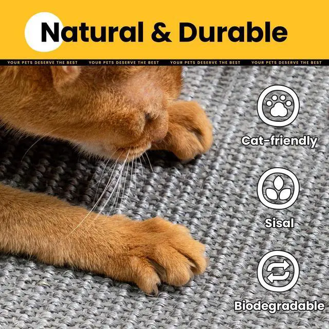Alt view image 7 of 7 - Cat Scratcher Mat,Natural Sisal Cat Scratch Pad,Horizontal Floor Cat Scratching Pads Rug for Indoor Cats Grinding Claws Nails,Cat Furniture Protector for Couch & Carpets & Sofas