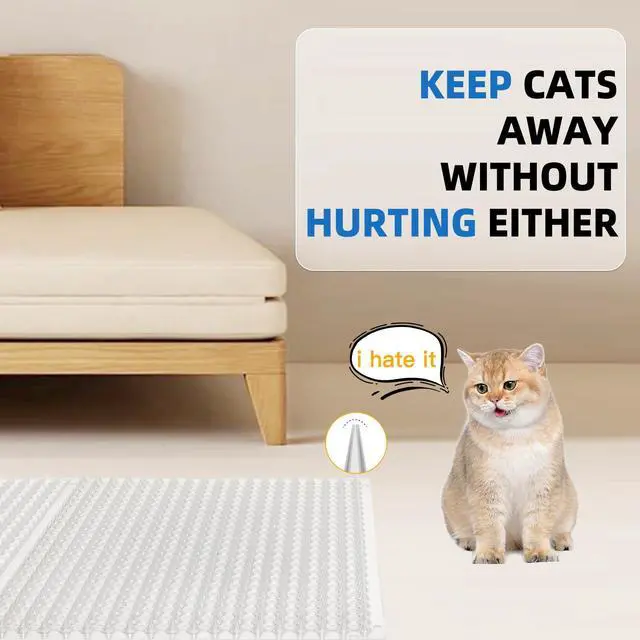 Alt view image 5 of 7 - 12 Pack Scat Mat for Cats with Spikes, Cat Repellent Mat Deterrent Indoor, Training Pads Keep Dogs and Cats Off Couch, Bed, 16 x 13 Inch Garden Scat Mats Outdoor