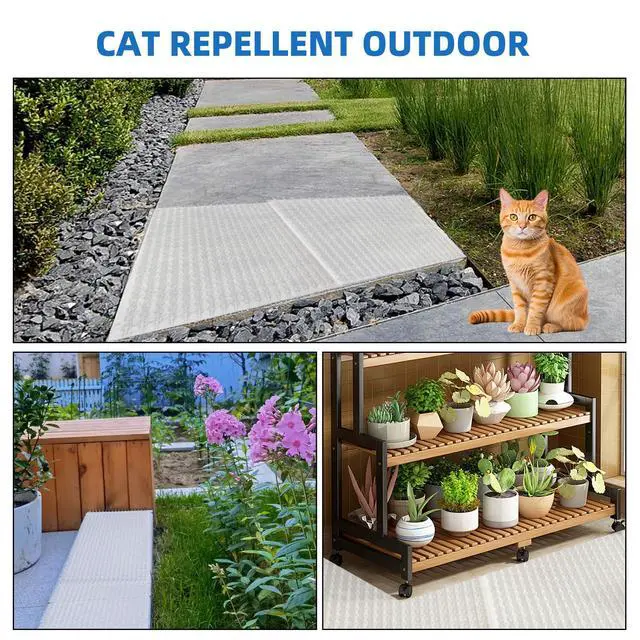 Alt view image 6 of 7 - 12 Pack Scat Mat for Cats with Spikes, Cat Repellent Mat Deterrent Indoor, Training Pads Keep Dogs and Cats Off Couch, Bed, 16 x 13 Inch Garden Scat Mats Outdoor