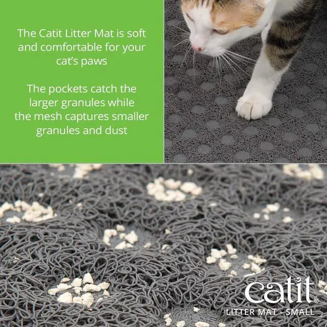 Alt view image 2 of 7 - Cat Litter Mat Rectangle Non-Slip Litter Trapping Mat Soft & Comfortable, Easy to Clean for All Cat Litter Types Small