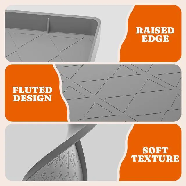 Alt view image 5 of 7 - Large Cat Litter Mat for Litter Box 2 Packs, 34" x 22" Waterproof Silicone Pad for Floor, Easy to Clean, Gray