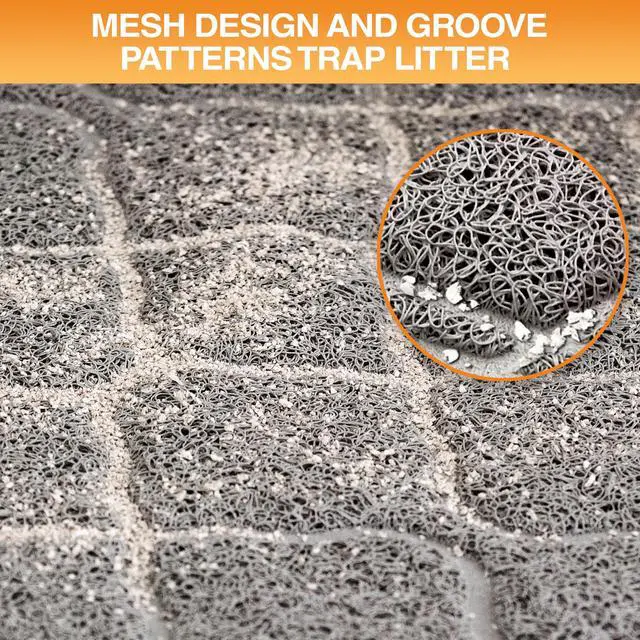 Alt view image 3 of 7 - Neater Mat Cat Litter Mat, Thick & Durable Cat Mat for Litter Box, Trapper Pad Catches Mess to Protect Indoor Floors, Soft on Kitty Paws, Anti-Skid Grip Backing, Easy to Clean, Grey