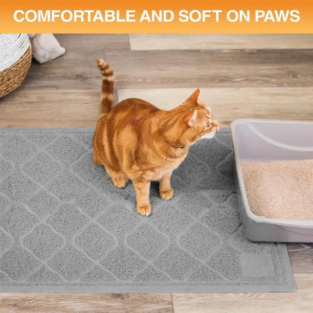 Alt view image 6 of 7 - Neater Mat Cat Litter Mat, Thick & Durable Cat Mat for Litter Box, Trapper Pad Catches Mess to Protect Indoor Floors, Soft on Kitty Paws, Anti-Skid Grip Backing, Easy to Clean, Grey