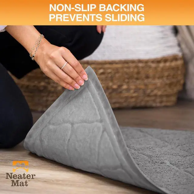 Alt view image 4 of 7 - Neater Mat Cat Litter Mat, Thick & Durable Cat Mat for Litter Box, Trapper Pad Catches Mess to Protect Indoor Floors, Soft on Kitty Paws, Anti-Skid Grip Backing, Easy to Clean, Grey