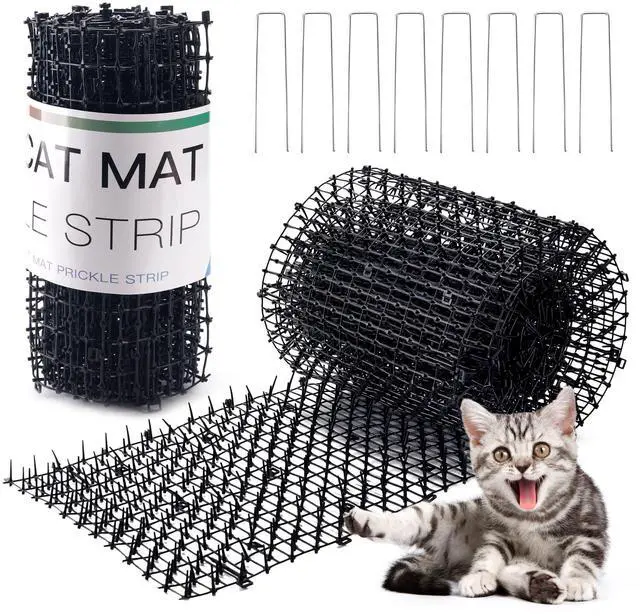 Main image of 16.4FT Scat Mat for Cats with 8 Garden Staples, Cat Scat Mat with Spikes Outdoor Plant & Furniture Protector(2PCS, 8.2FT Each)