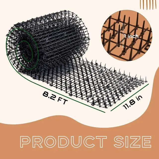 Alt view image 3 of 6 - 16.4FT Scat Mat for Cats with 8 Garden Staples, Cat Scat Mat with Spikes Outdoor Plant & Furniture Protector(2PCS, 8.2FT Each)
