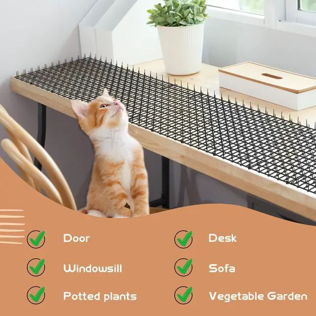 Alt view image 4 of 6 - 16.4FT Scat Mat for Cats with 8 Garden Staples, Cat Scat Mat with Spikes Outdoor Plant & Furniture Protector(2PCS, 8.2FT Each)