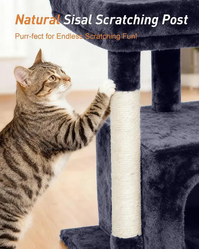 Alt view image 4 of 7 - 23.6" Cat Tree for Large Cat, 19 * 15.8 in Large Perch, Dark Gray