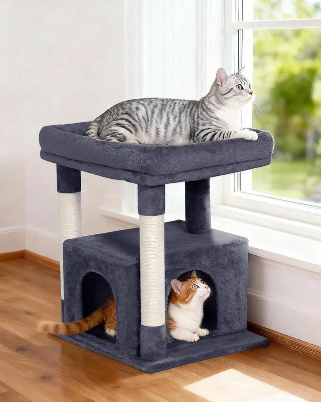 Alt view image 6 of 7 - 23.6" Cat Tree for Large Cat, 19 * 15.8 in Large Perch, Dark Gray