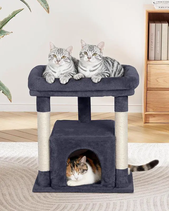 Alt view image 7 of 7 - 23.6" Cat Tree for Large Cat, 19 * 15.8 in Large Perch, Dark Gray