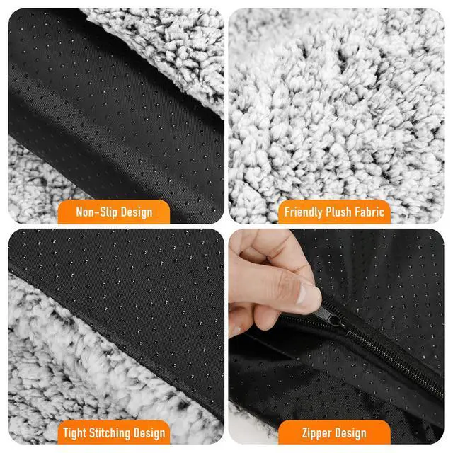 Alt view image 4 of 7 - Self Warming Cat Bed, Heated Cat Bed, 2.0 Upgraded Thermal Foil Heating Pad, Plush Self-Heating Pet Mat for Crate, Floor, with Removable Washable Cover, Non-Slip, 15"x19"