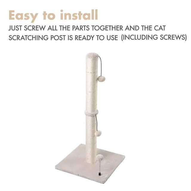Alt view image 7 of 7 - 34 Tall Cat Scratching Post Premium Basics Kitten Scratcher Sisal Scratch Posts Trees with Hanging Ball for Indoor Cats, Beige
