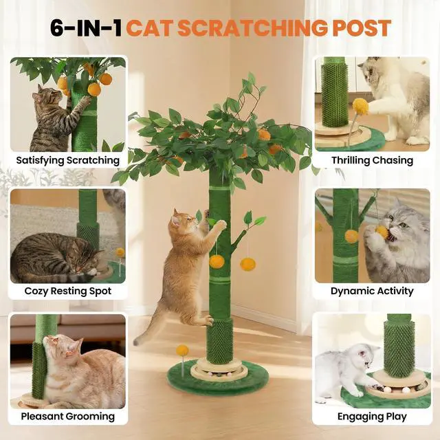 Alt view image 3 of 7 - 53" Extra Tall Cat Scratching Post for Large Cats, Heavy Duty Vertical Scratcher with Natural Sisal Rope, Stable Climbing Pole with Hanging Ball for Full Body Stretching