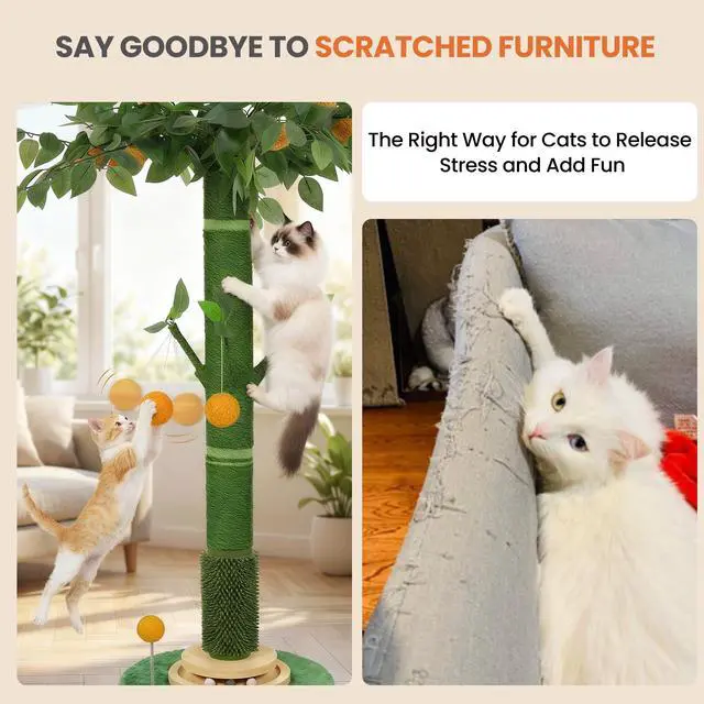Alt view image 4 of 7 - 53" Extra Tall Cat Scratching Post for Large Cats, Heavy Duty Vertical Scratcher with Natural Sisal Rope, Stable Climbing Pole with Hanging Ball for Full Body Stretching
