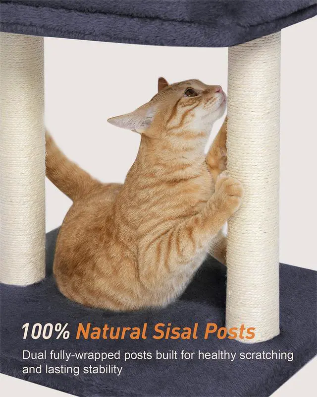 Alt view image 3 of 7 - 19" Small Cat Tree with Scratching Post for Indoor Cats with Perch