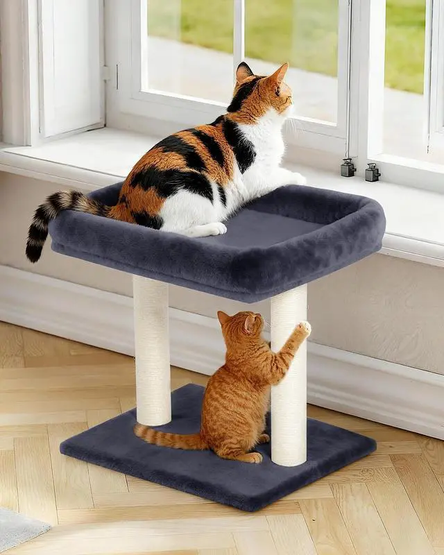 Alt view image 4 of 7 - 19" Small Cat Tree with Scratching Post for Indoor Cats with Perch