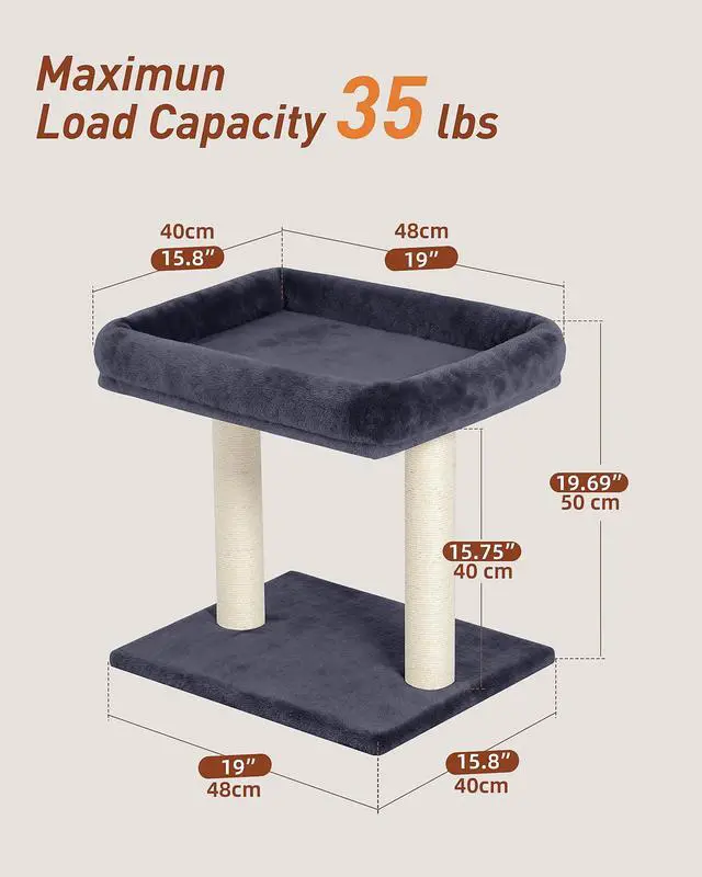 Alt view image 5 of 7 - 19" Small Cat Tree with Scratching Post for Indoor Cats with Perch