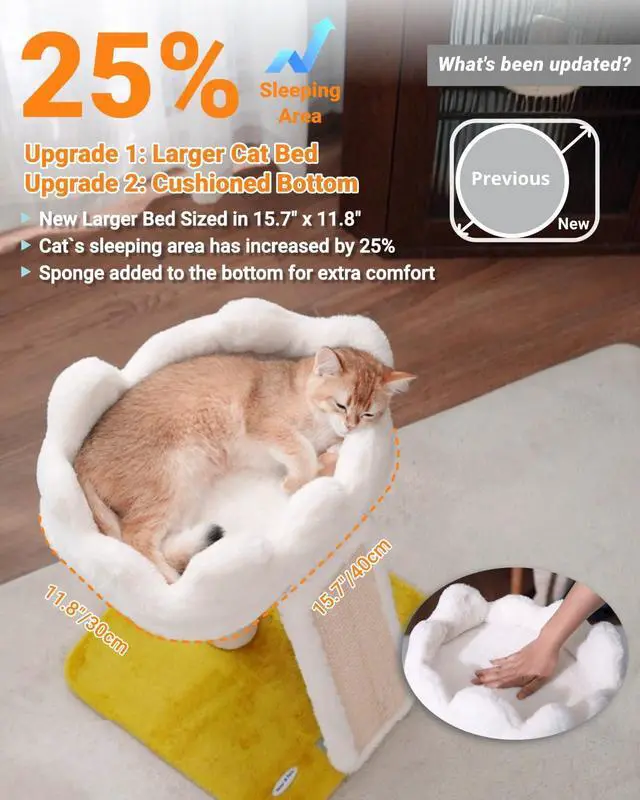 Alt view image 6 of 7 - Cat Tree, Cloud Cat Tower with Soft Bed, Cat Scratching Post & Pad with Larger Perch for Window Viewing, Small Cat Tree with Cute Toys, Bonus Catnip
