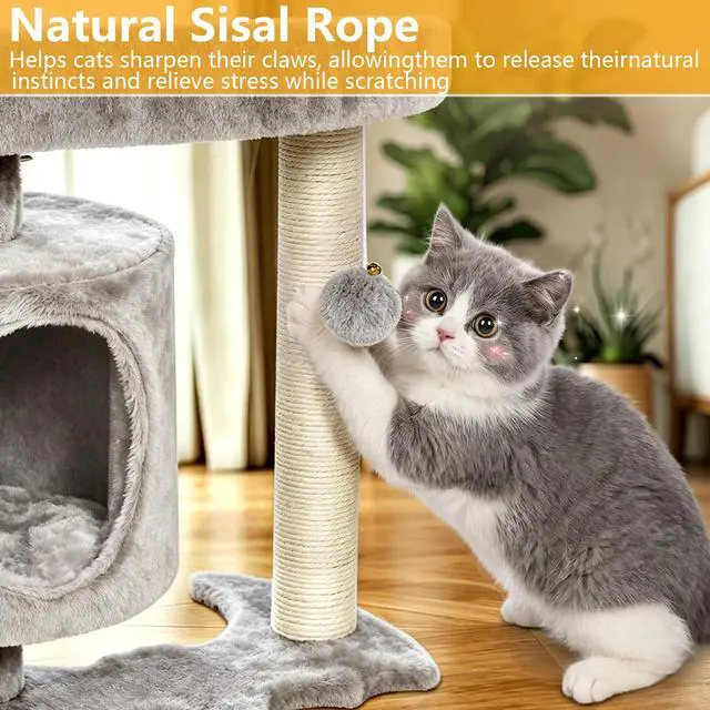 Alt view image 4 of 7 - Cat Tree with Scratching Post, Cat Tower for Indoor Cats