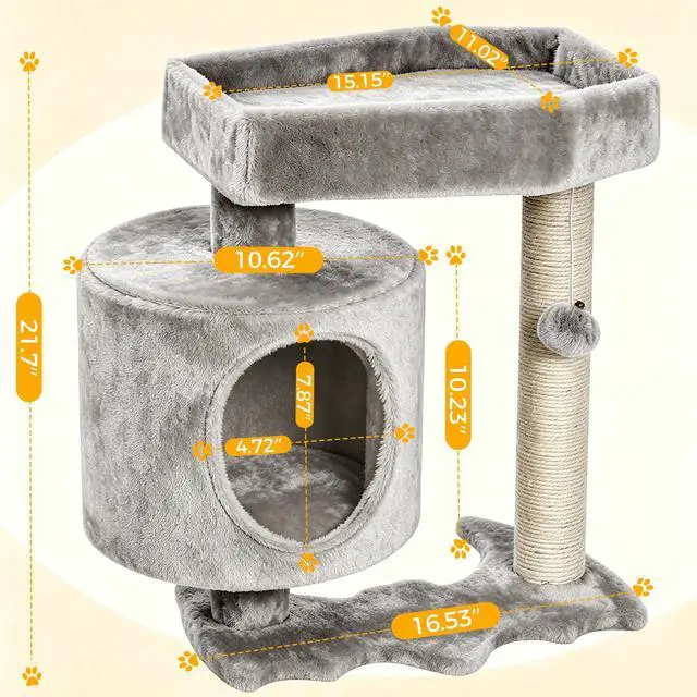 Alt view image 5 of 7 - Cat Tree with Scratching Post, Cat Tower for Indoor Cats