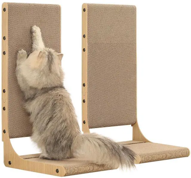 Main image of 2-Pack Cat Scratching Board, 25.6'' Tall Cardboard L Shape Vertical Cat Scratchers for Indoor Cats, Cat Scratching Post for Wall and Couch, Large
