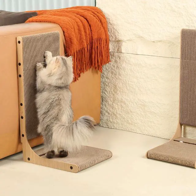 Alt view image 6 of 7 - 2-Pack Cat Scratching Board, 25.6'' Tall Cardboard L Shape Vertical Cat Scratchers for Indoor Cats, Cat Scratching Post for Wall and Couch, Large