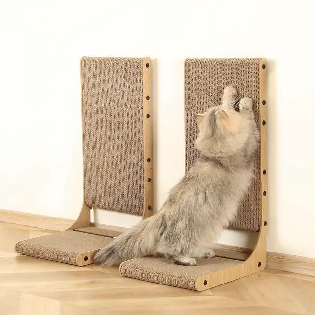 Alt view image 7 of 7 - 2-Pack Cat Scratching Board, 25.6'' Tall Cardboard L Shape Vertical Cat Scratchers for Indoor Cats, Cat Scratching Post for Wall and Couch, Large