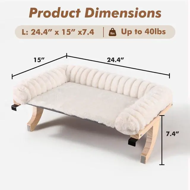 Alt view image 4 of 7 - Cloud-Soft Cat Window Sill Perch with Zipper Designed Cushioned Bed, Supportive Cat Window Seat with Premium Solid Wood & Sturdy Metal Frame, Pet Hammock Bed for Large Cats (Large, White)