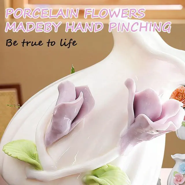 Alt view image 3 of 6 - Handmade Ceramic Vase, 3D Hand Painted Flower Home Decor, Porcelain Relief Flowers, Living Room Dining Desk Statue Ornaments, 1 Piece